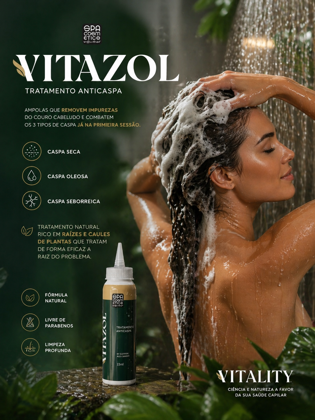 4 unidades VitaZOL Ant Caspa By Cleyton Alex Sander ( 4 unidades) 15 ml cada