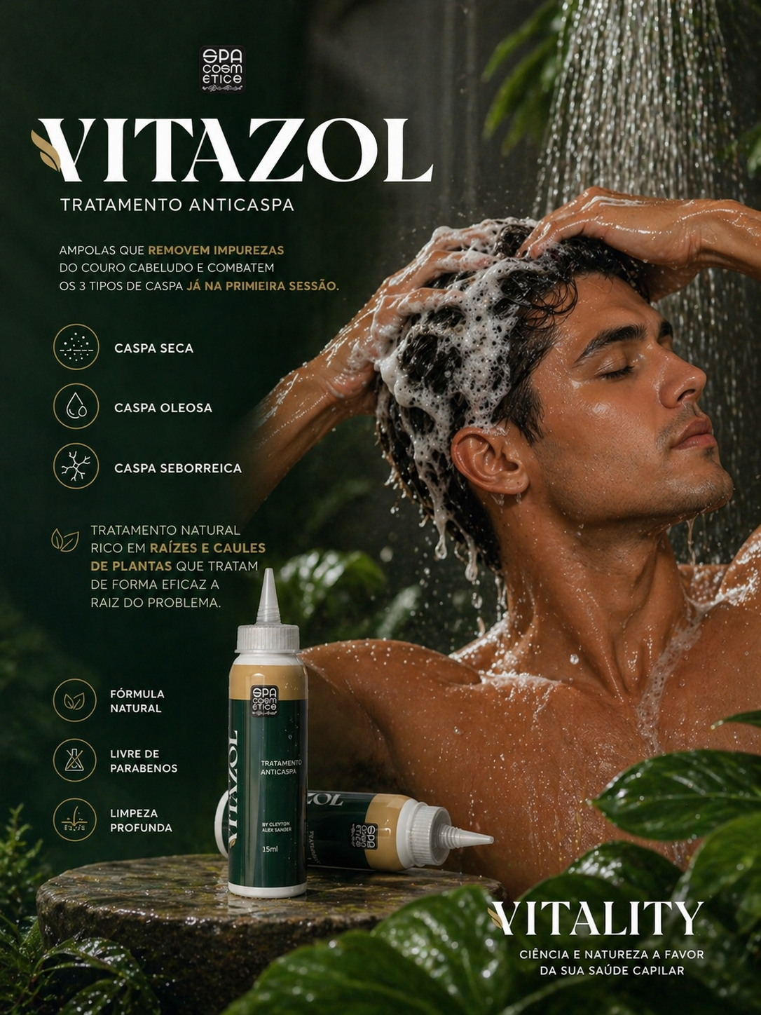 4 unidades VitaZOL Ant Caspa By Cleyton Alex Sander ( 4 unidades) 15 ml cada
