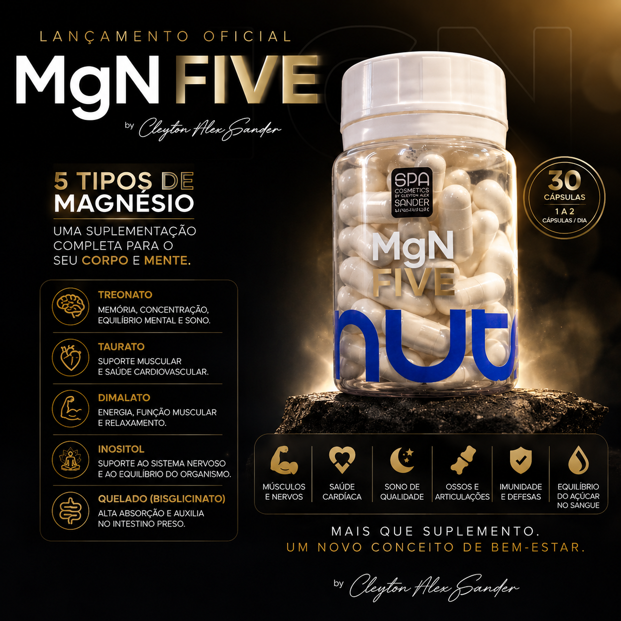 MGN Five 5 Magnésios 30 cápsulas