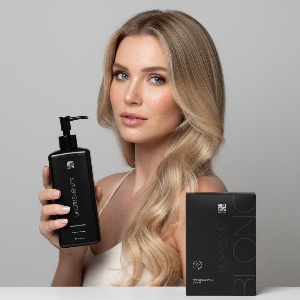 Kit Supremme BLONDER • Descolorante Branco Premium • 500 gr mais Emulsão Reveladora 900 ml ( 35 vl aproximado )