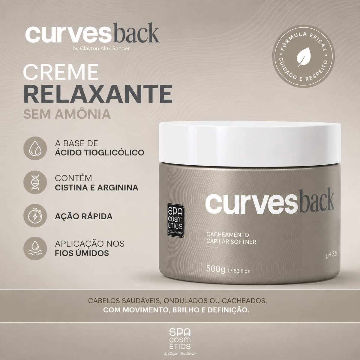Softner Curves Back - Creme Relaxante 500 gr ( sem amônia )