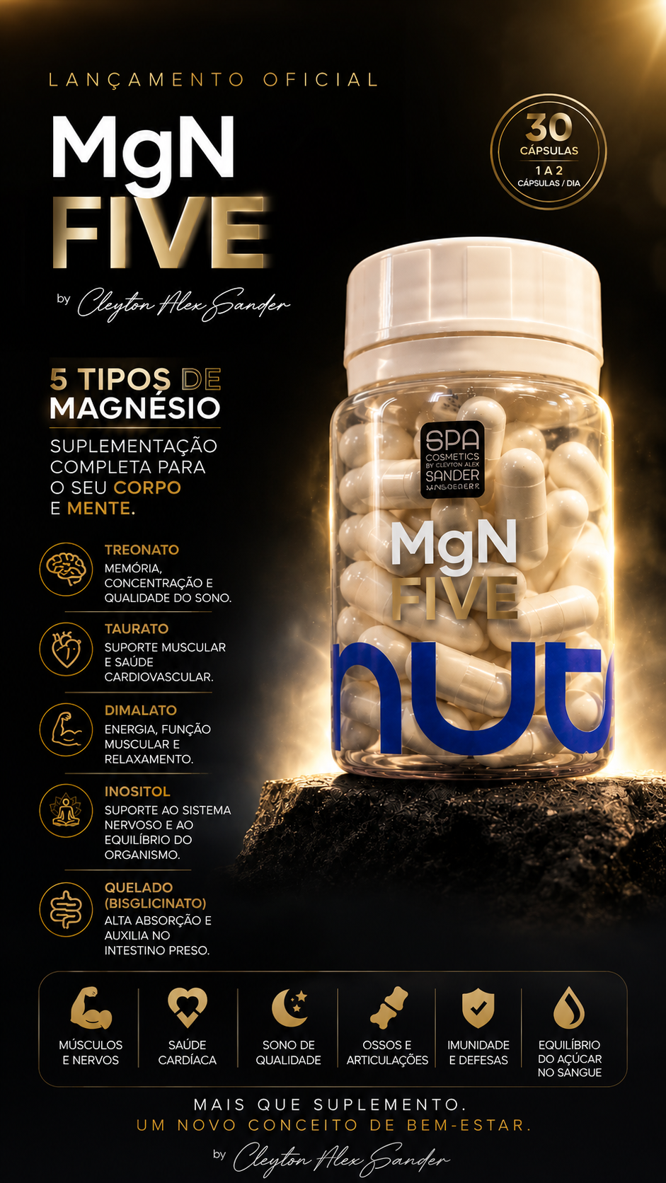 MGN Five 5 Magnésios 30 cápsulas